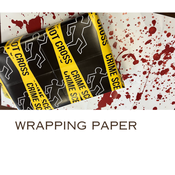 3 x Gift Wrap - Crime Scene Tape / Blood Spatter / Detective true crime - A2 size - 115gsm - Image 9