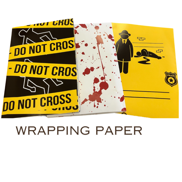 3 x Gift Wrap - Crime Scene Tape / Blood Spatter / Detective true crime - A2 size - 115gsm - Image 8