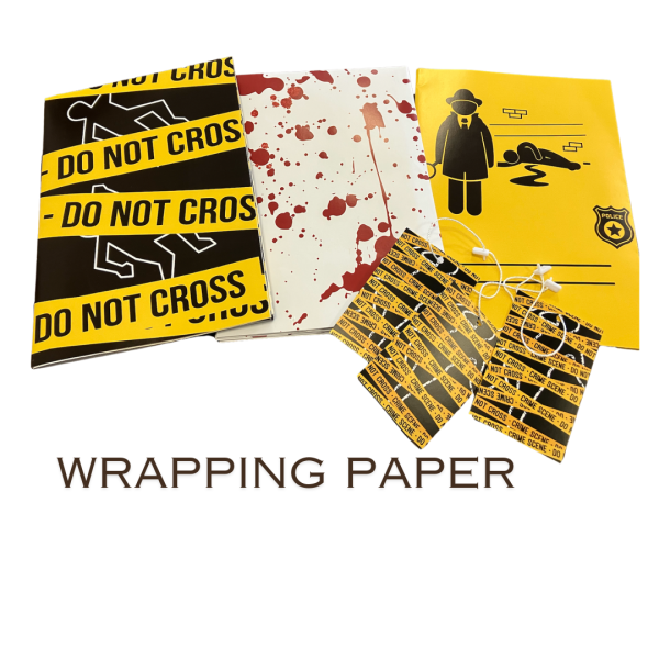3 x Gift Wrap - Crime Scene Tape / Blood Spatter / Detective true crime - A2 size - 115gsm - Image 5